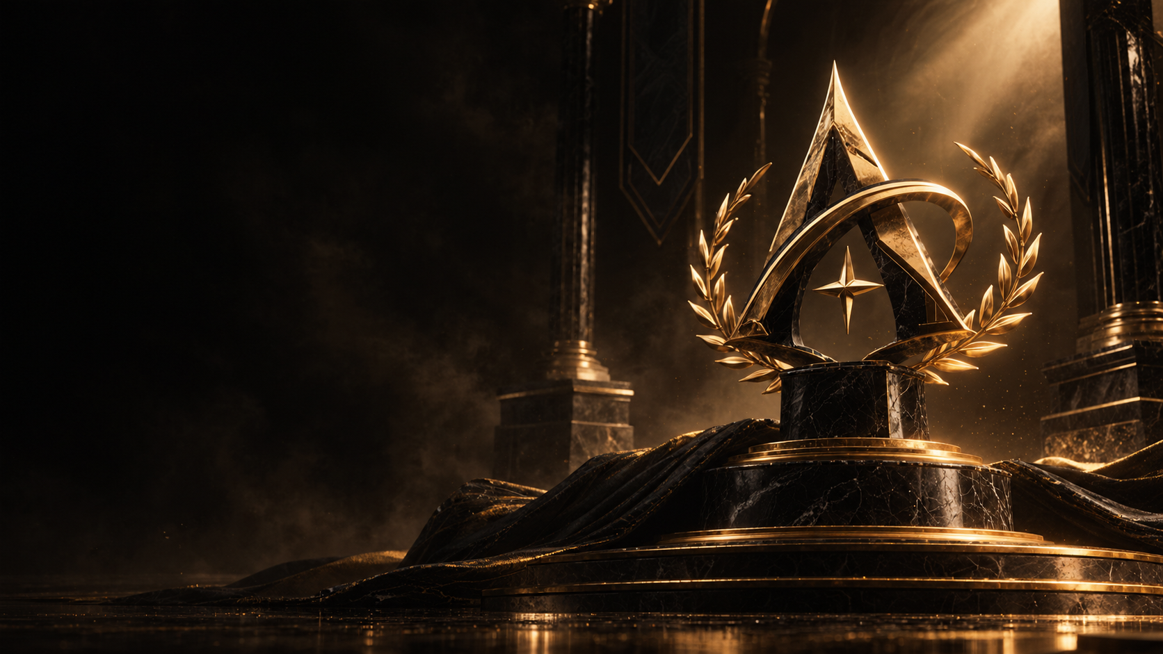 Sculptural gold and black award trophy